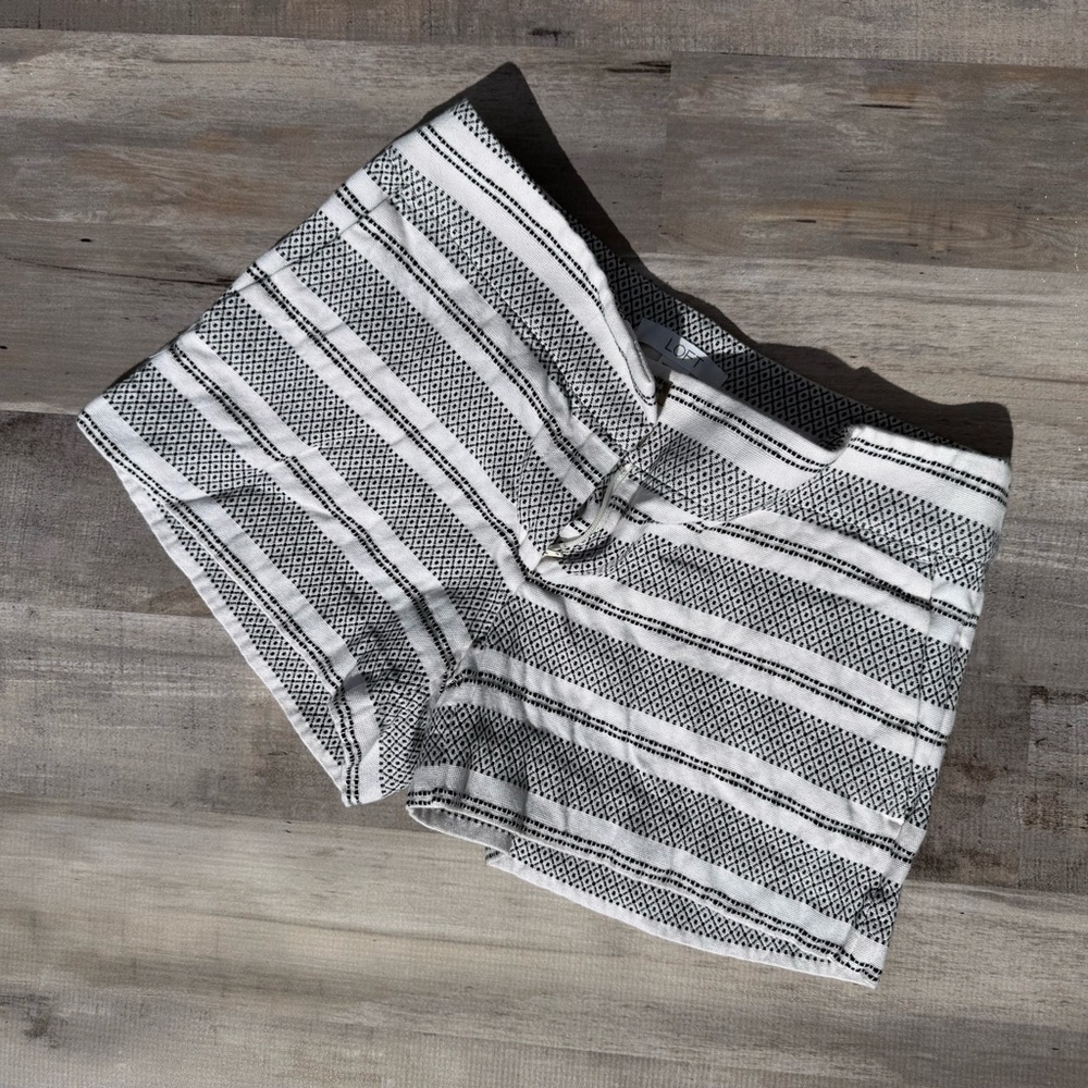 LOFT Black & White Striped Knit High-Waist Shorts